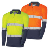 Tru Workwear Hi Vis 2 Tone Micromesh Long Sleeve Polo Shirt cw/ Reflective Tape CS2850T3