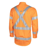 Tru Workwear Lightweight NSW Rail Orange Hi-Vis Drill Shirt with Reflective Tape CS1000T5