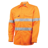 Tru Workwear Mates In Construction Lightweight Vented Hi-Vis Drill Shirt with Reflective Tape  (Orange) CS1000T3