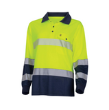Tru Workwear Women's Recycled Anti-Microbial Micromesh L/S Two Tone Hi-Vis Polo Shirt c/w Segmented Tape TSW2425T1