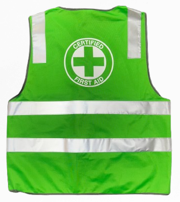 Hi Vis First Aid Certified Vest c/w Reflective Tape (Green) HVFAV