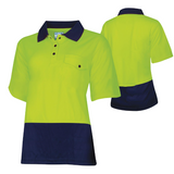 Tru Workwear Women's Recycled Anti-Microbial Micromesh S/S Two Tone Hi-Vis Polo Shirt TSW2415