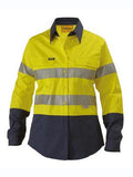 Bisley Ladies Hi Vis 2 Tone Cool Vented Taped Long Sleeve Drill Shirt BL6896