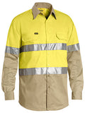 Bisley Hi Vis 2 Tone Cool Vented Taped Long Sleeve Drill Shirt BS6696T