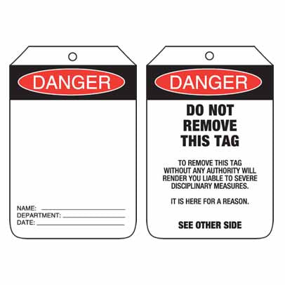 Lockout Tag Code UDT106 - Danger Blank