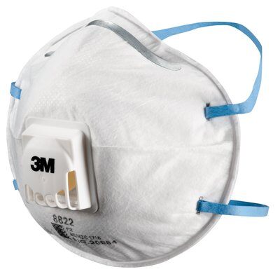 3M™ Cupped Particulate Respirator 8822, P2, Valved (Box 10) WX700900359